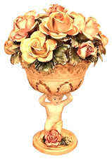 Centre de Table Capodimonte Bibelot en Porcelaine avec des Fleurs Et Ange Neuf