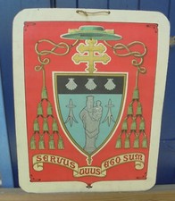 AFFICHE ANCIENNE  RELIGIEUSE BANNIERE PROCESSION EVEQUE VERS 1900 DN341