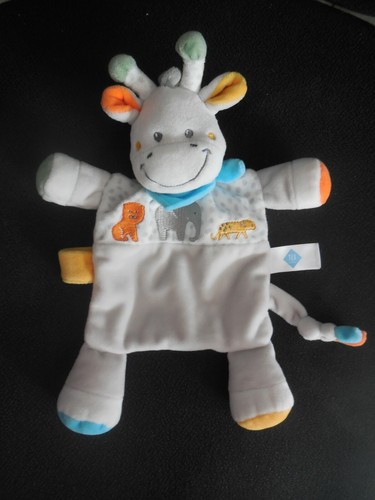 Doudou plat girafe gris - girafe,