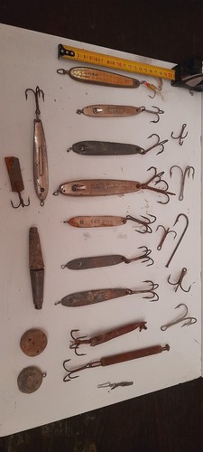 Lot cuillère pêche - , ancienne