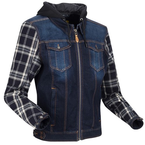 Veste jean à - en, carreaux