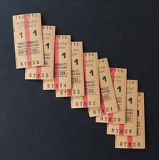 10 anciens ticket Paris Métro 1945 DENFERT CORR Famille RATP Metropolitain 28