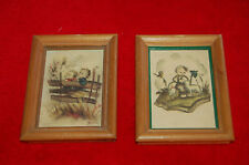 Deux images anciennes  d'enfants  encadrées ,petit cadre en bois