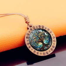 Collier pendentif en bois avec motif d'arbre à la mode Bijoux Femme Homme Cadeau