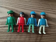 Playmobil, lot de 4 hommes, 1974, figurines bleu, rouge, verte, Geobra, Vintage