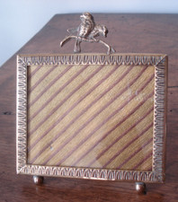 Lot de 2 porte-photo anciens XIX Napoléon III bronze laiton 1 rare avec oiseau.