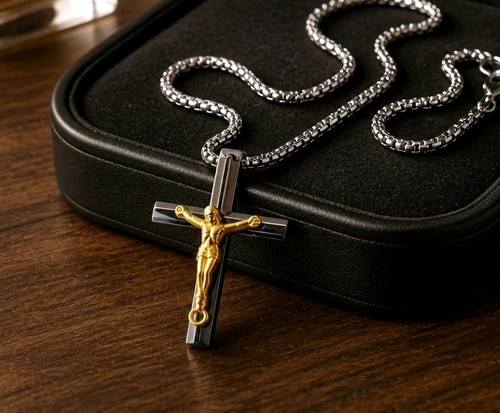 Collier croix jésus - croix, homme