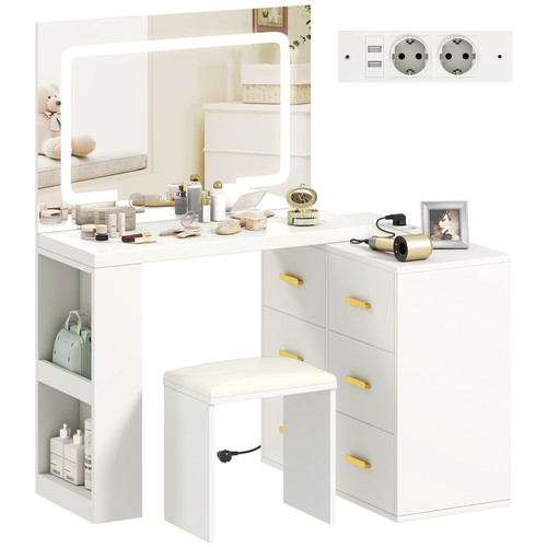 Homcom coiffeuse avec - coiffeuse, miroir