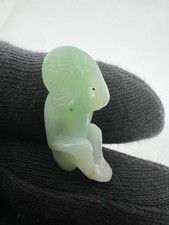 Ancienne  Statue  Singe Réfléchi  Jade  XIXeme