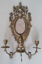 Miroir Ancien 3 bras En  bronze doré chérubins 19e Napoléon III