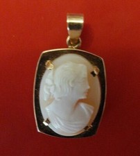 PENDENTIF ART DÉCO CAMÉE MONTURE OR 18 CARATS Poinçon tête aigle 750/000