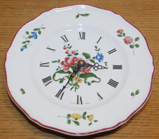 vintage horloge MONTRE murale assiette LIC ATO FRANCE CERAMIQUE motifs fleurs