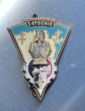 ORIGINAL MILITAIRE INSIGNE 34° REGIMENT DU GENIE / DRAGO BE