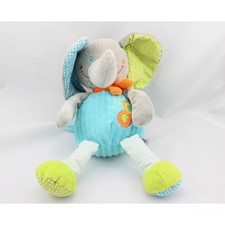 Doudou éléphant gris bleu