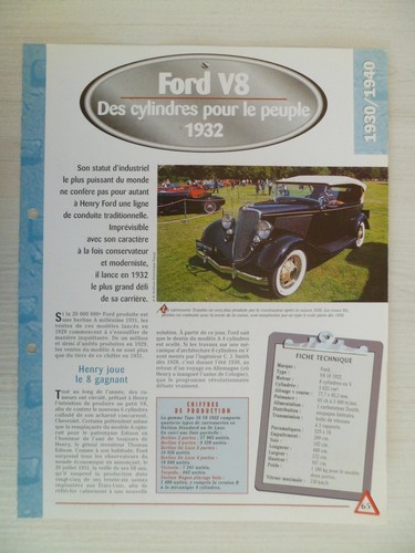 Carte fiche auto ford 1932 - ford,