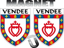 2x MAGNET VENDEE forme écussons département 85 blason magnétique 4x5 cm 