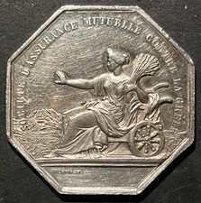 Médaille & jeton argent " Assurance Mutuelle contre la Grêle 1854 " CAQUE