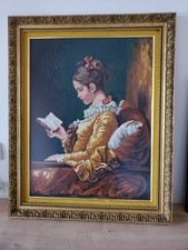 Tableau en canevas d'après la peinture à l'huile de Fragonard : La liseuse 