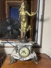 Pendule Marbre Blanc Veiné Allégorie Printemps Les Cerises Par Auguste Moreau