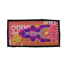 Ancienne tapisserie murale décor tente indienne patchwork brodé Av