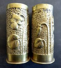Artisanat de tranchée - 2 Petites douilles d'obus (37-85 ) transformées en vases