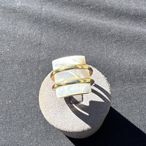 Bague vintage plaque nacre - bague,