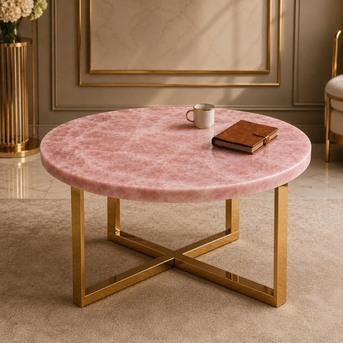 Rose quartz round coffee table - coffee,