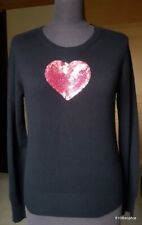 Gerard Darel Pull 2 noir coeur rouge rose sequins cashmere soie