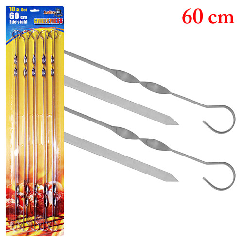 10x brochettes viande inox - 10x, à