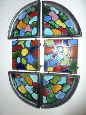 beau centre de table art déco en céramique émaillée à décor de nuages colorés