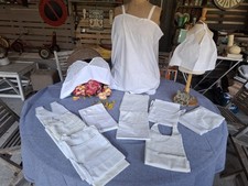 10 Petites Nuisettes coton linon Brode Et 2 Soutien Gorge Vintage Deco a teinter