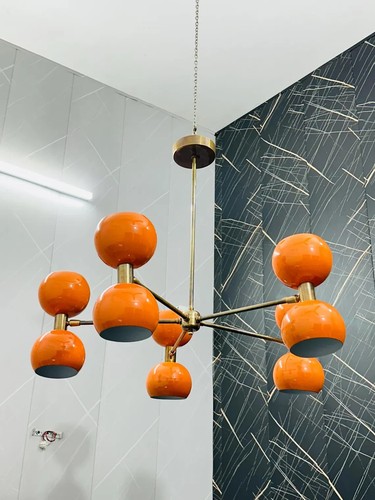 Plafonnier boule orange lustre