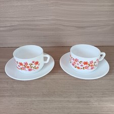 Paire De Tasses À Café Ou Thé Arcopal Modèle Scania 1960-1970, France, Vintage