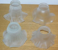 4x LOT vintage 1950 ancienne LAMPE en TULIPE VERRE art DECO luminaire abat-jour