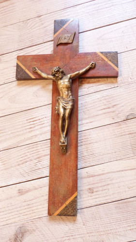 Grand crucifix ancien bois - grand,