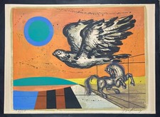 Franz PRIKING "Composition à l'oiseau et au cheval" Lithographie signée