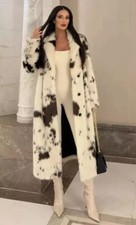 Zara Neuf Woamn Animal Imprimé Fausse Fourrure Manteau Taille M Ref