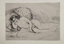 Femme nue couchée (tournée à gauche), eau forte de Pierre-Auguste Renoir 1906
