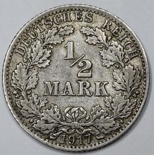 Monnaie Argent, 1/2 Mark 1917