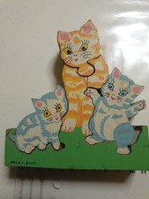 Puzzle Bois Jouet Ancien Chat Chaton Joue-joue Peint A La Main Artisanale 12 Cm 