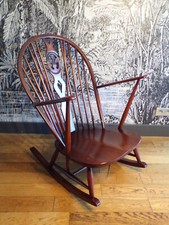 FAUTEUIL ROCKING-CHAIR ERCOL-BOIS-VINTAGE-DESIGN 50 60 70-à bascule-2