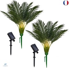 Lot de 2 lampes solaires en forme de palmier, plantes artificielles d'extérieur 