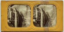 Moulin Moteur Hydraulique c1865 Photo Stereo Diorama Vintage Albumine abimée