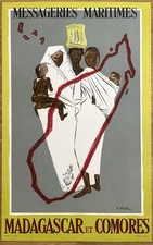 Affiche Messageries Maritimes, Madagascar Et Les Comores Vers 1950