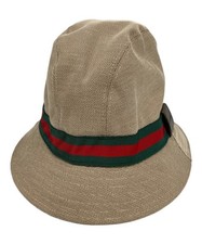 Chapeau seau Gucci ligne Sherry beige unisexe authentique
