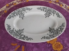 Plat Ovale Terre Fer Choisy Le Roi HB Cie Modèle Louis XV Déco Floral Vert 31cm