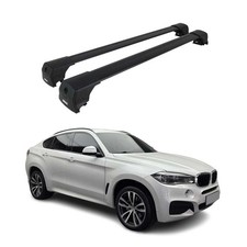 Barres de toit transversales pour BMW X6 F16 2014-2019 Alu Noir ABE 2x