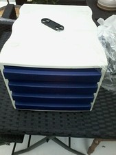  4 tiroirs de bureau rangement bleu et écru