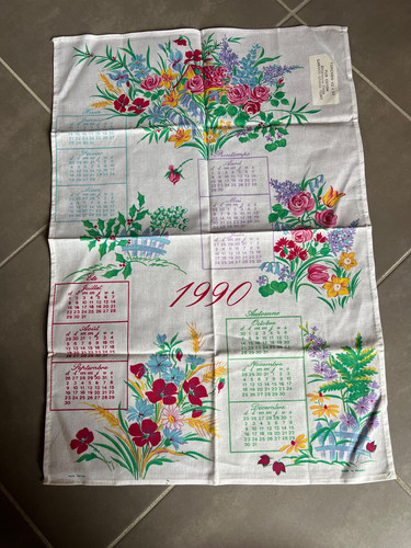 Torchon calendrier ancien - torchon,