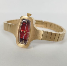 CHAIKA 17 Rubis Montre PLAQUE OR Watch Cadran Rouge Femme Remontage Manuel G22